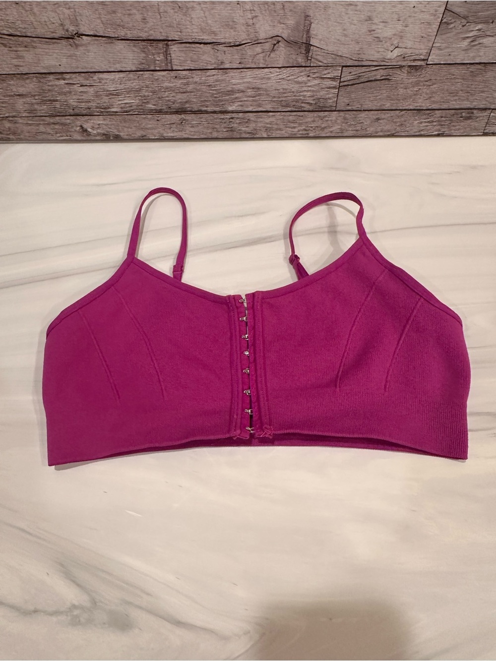 Green Tea Magenta Ribbed Hook Front Crop Top Cami - Women's Size Small